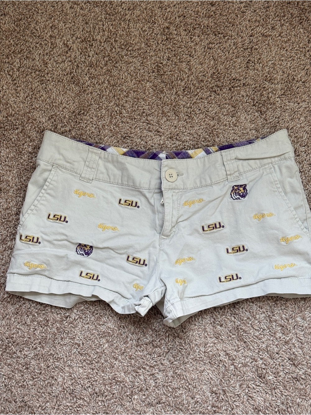 Y2K LSU Embroidered White Women's Shorts
